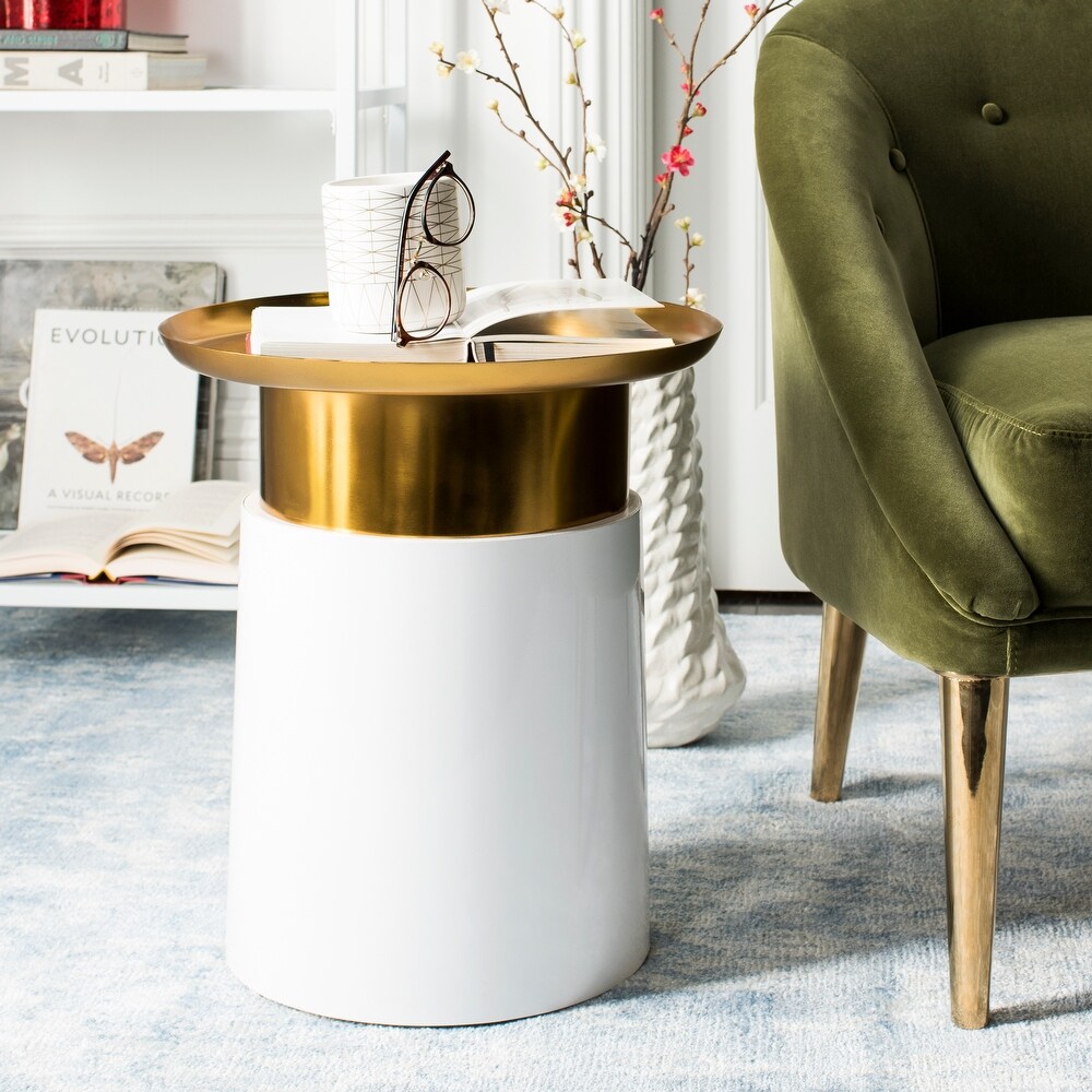 SAFAVIEH Zenith Gold/ White Tray Top Side Table   16\