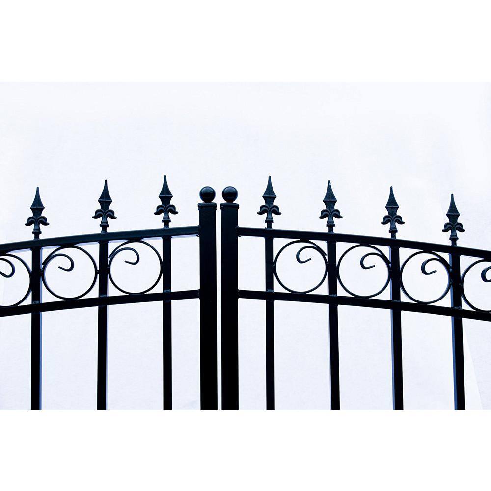 ALEKO Prague Style 12 ft. x 6 ft. Black Steel Dual Swing Driveway Fence Gate DG12PRAD-HD