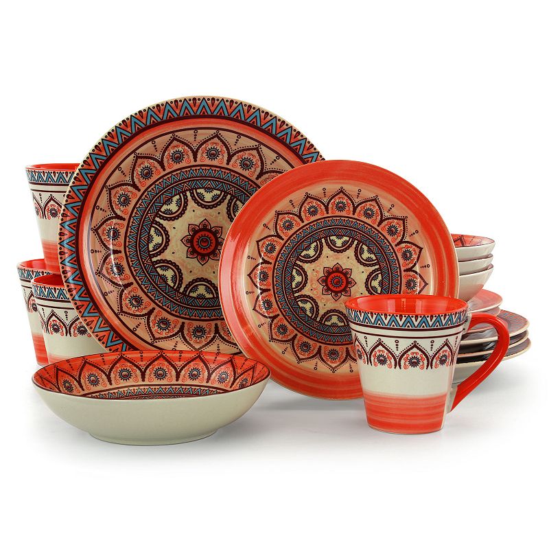 Elama Zen Rust Mozaik 16 Piece Dinnerware Set