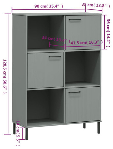 vidaXL Bookshelf Bookcase with Metal Legs Storage Cabinet White Solid Wood OSLO   Transitional   Bookcases   by vidaXL LLC  Houzz