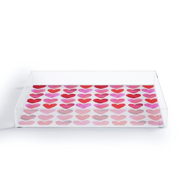 Amy Sia Heart Watercolor Acrylic Tray Deny Designs