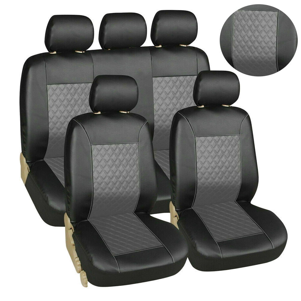 Kqiang 9Pcs Car Seat Cover Pu Leather Protector Universal Full Set Front Rear For Honda