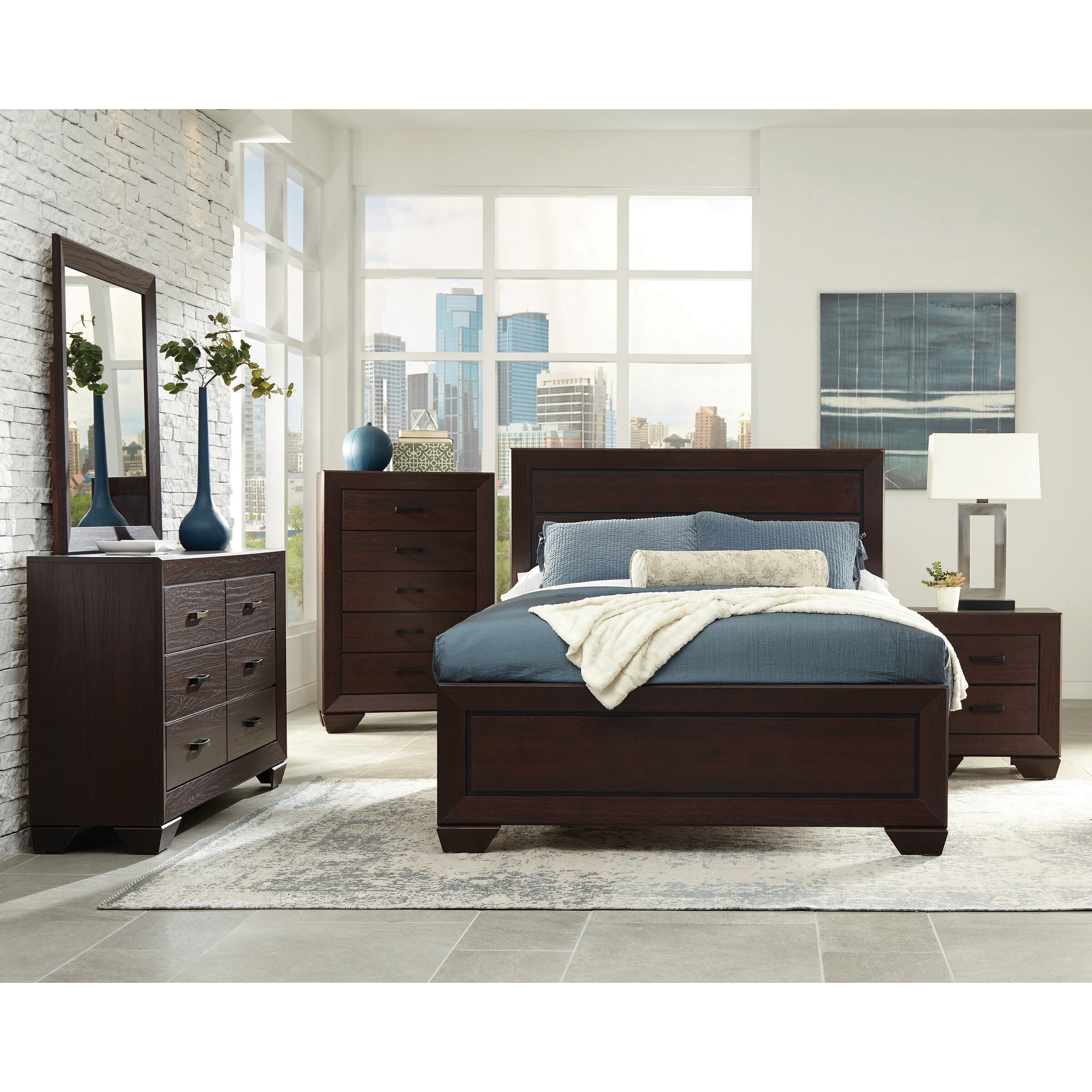 Oatfield Dark Cocoa 3-piece Storage Bedroom Set with 2 Nightstands - - 35553473