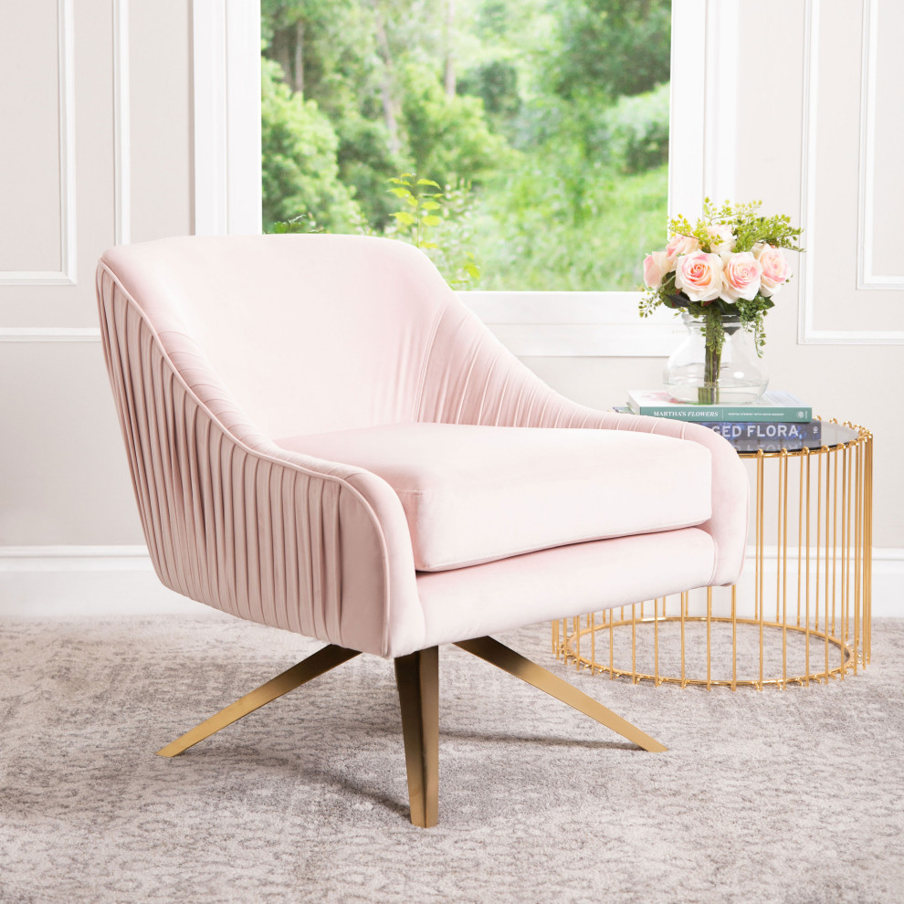 Chole Velvet Swivel Chair   Contemporary   Armchairs And Accent Chairs   by Abbyson Living  Houzz