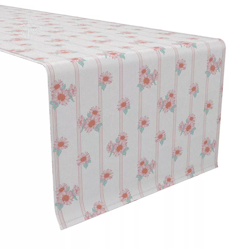 Table Runner， 100% Cotton， 16x90， Pastel Sunflower Stripe