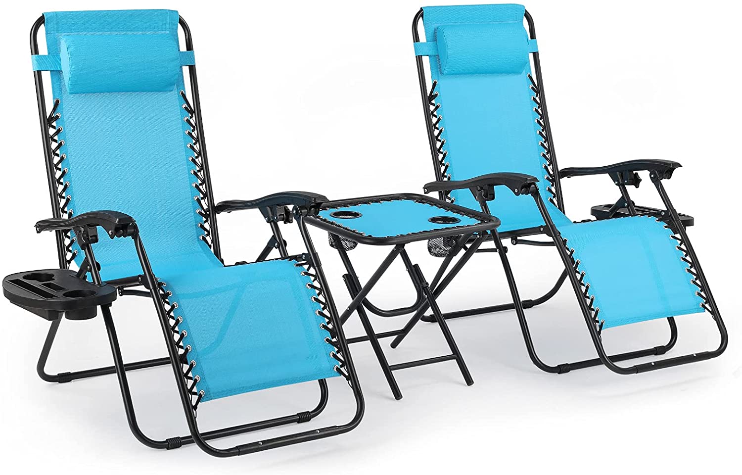 OKVAC 3Pcs Outdoor Zero Gravity Chair Foldable Patio Lounge Chair