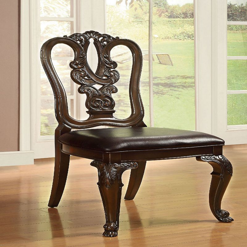 Bellagio Traditional Wooden Carving Side Chair， Set of 2