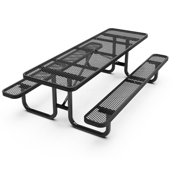 Commercial Grade Expanded Mesh Metal Outdoor Picnic Table