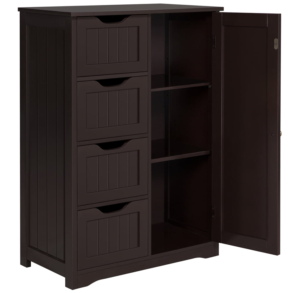 Yaheetech Wooden Cabinet Storage Unit with Drawers & Cupboard for Bathroom, Espresso