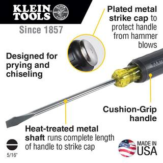 Klein Tools 516 in. Keystone-Tip Flat Head Demolition Driver with 6 in. Round Shank 602-7DD