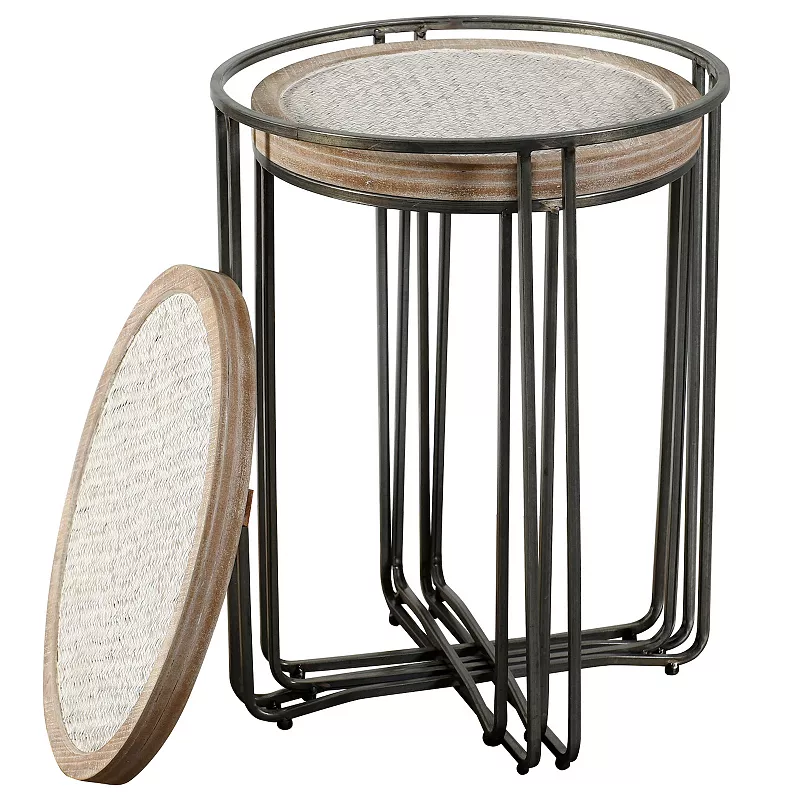 Round Wood Nesting Table 2-Piece Set