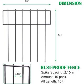 Oumilen 17 in. H x 10 ft. L Barrier Fence Decorative Garden Fencing Rustproof Metal Wire Garden Fence T Shaped (10-Pack) LT-K145