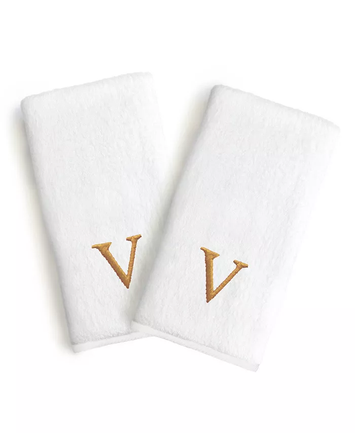 Linum Home Textiles Monogrammed Luxury 100% Turkish Cotton Novelty 2 Piece Hand Towels Collection