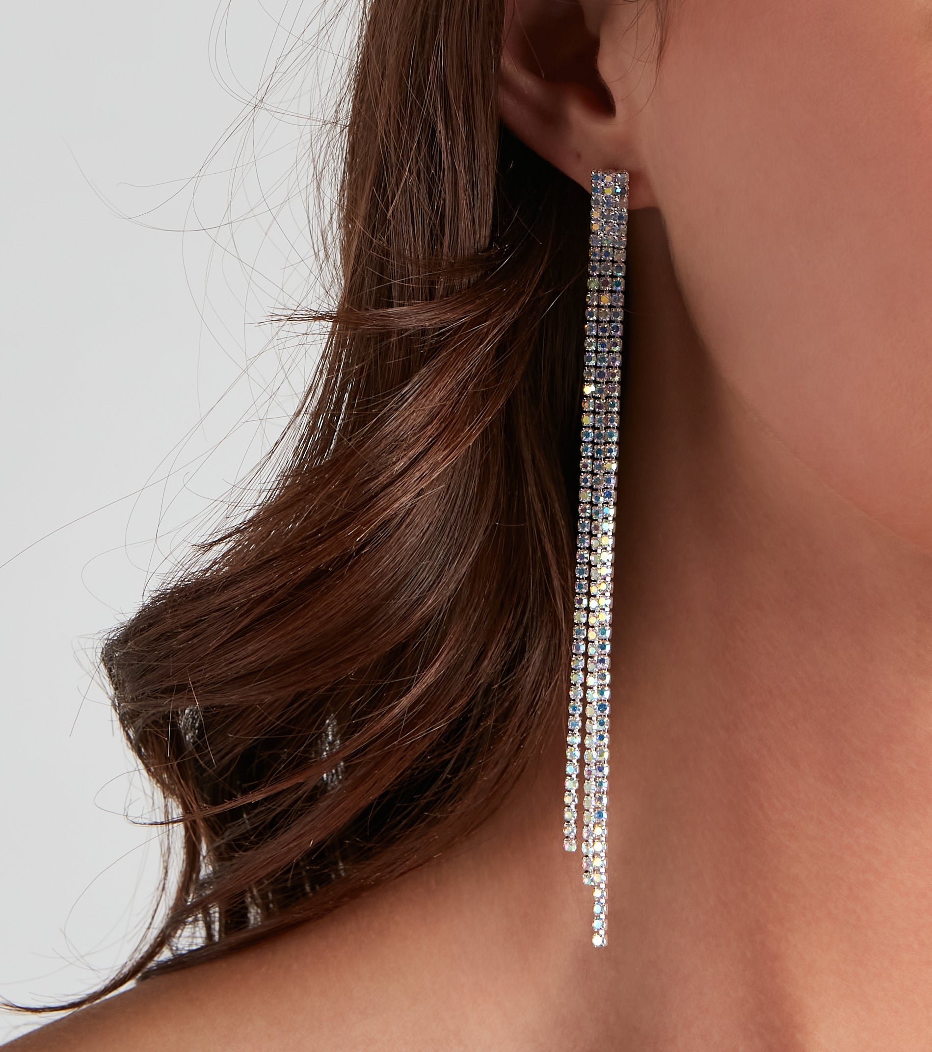 Glamorous Babe Rhinestone Fringe Earrings