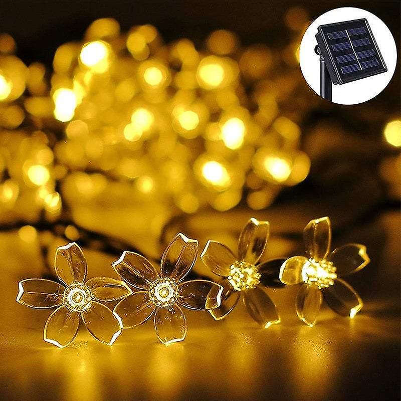 Outdoor String Lights 9.5M 50 Led Cherry Blossom Flower Solar Garden Decorations