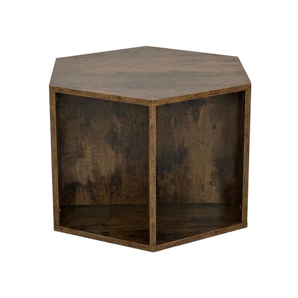 Hexagonal Coffee Table Side Table Nightstand Antique Wood