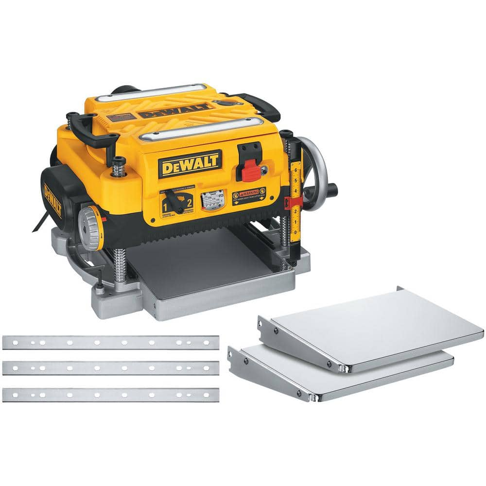 DEWALT 15 Amp Corded 13 in. Heavy-Duty 2-Speed Thickness Planer with (3) Knives, In Feed Table and Out Feed Table DW735X