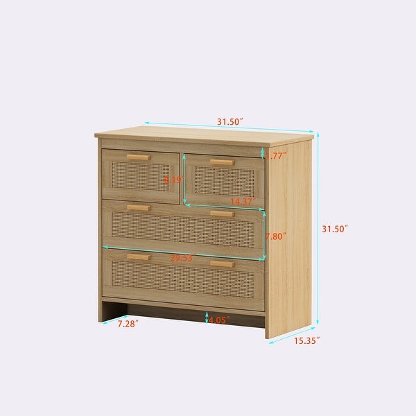 4 Drawers Rattan Cabinet