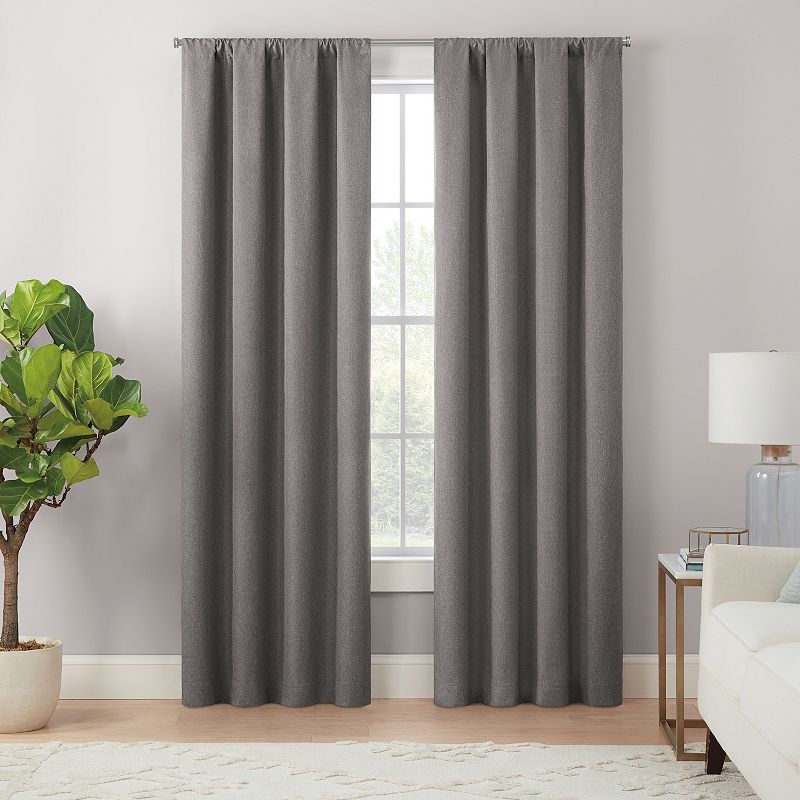 eclipse Magnitech Cannes Textured Solid 100% Blackout Rod Pocket Magnetic Closure Window Curtain Panel