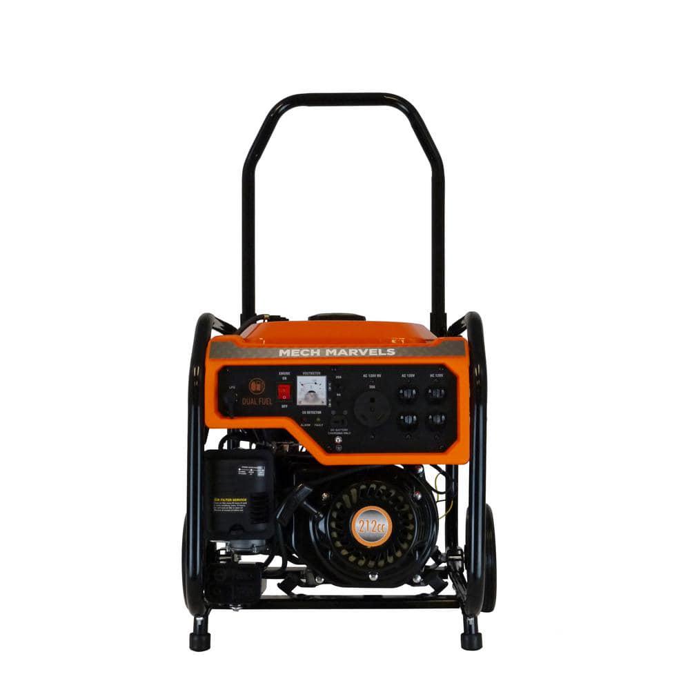 Mech Marvels 4000Watt Recoil Start Dual Fuel PropaneGasoline CARB Compliant Portable Generator with CO Shutdown Sensor