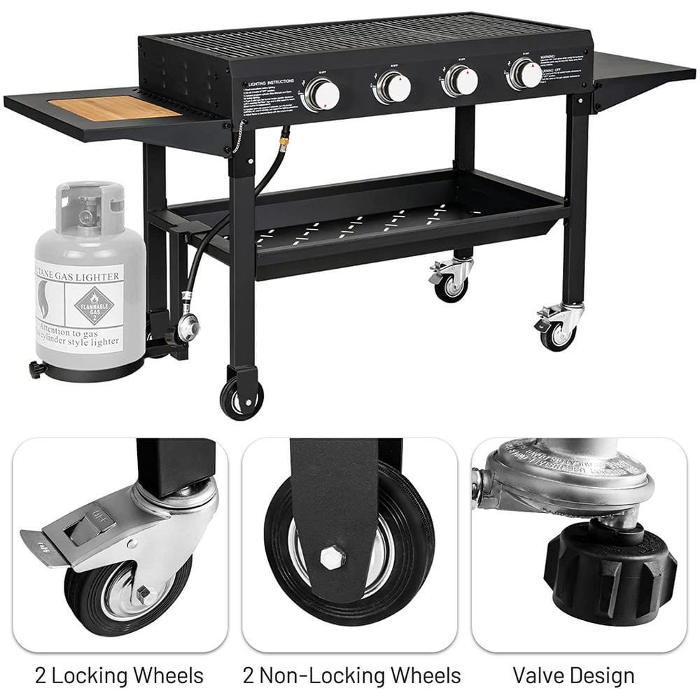 SUGIFT 4Burner Propane Gas Grill in Black with Griddle Top