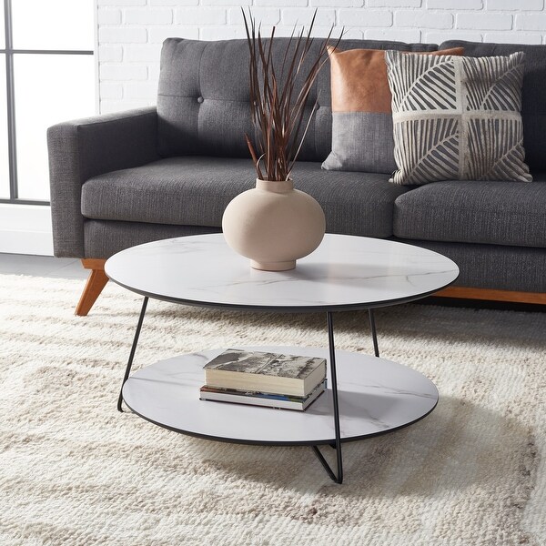 SAFAVIEH Alyce Modern 2-Tier Round Coffee Table - 32 in. W x 32 in. D x 16 in. H