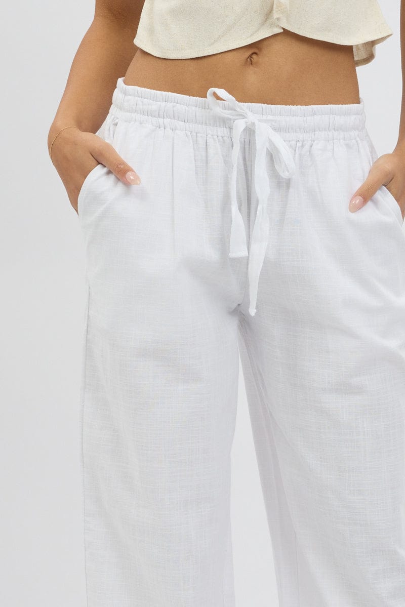 White Wide Leg Pants Elasticated