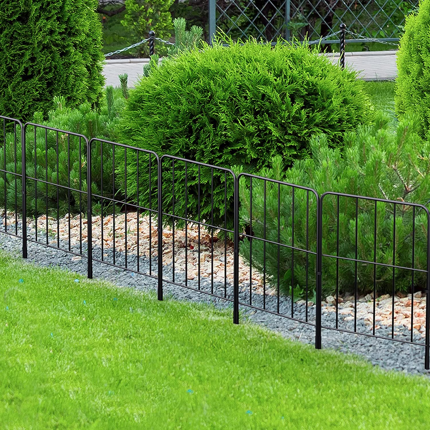 Decorative Garden Fence 10 Pack, Total 10ft (L) x 24in (H) Rustproof Metal Wire Fencing Border Animal Barrier, Flower Edging for Landscape Patio Yard Outdoor, Square