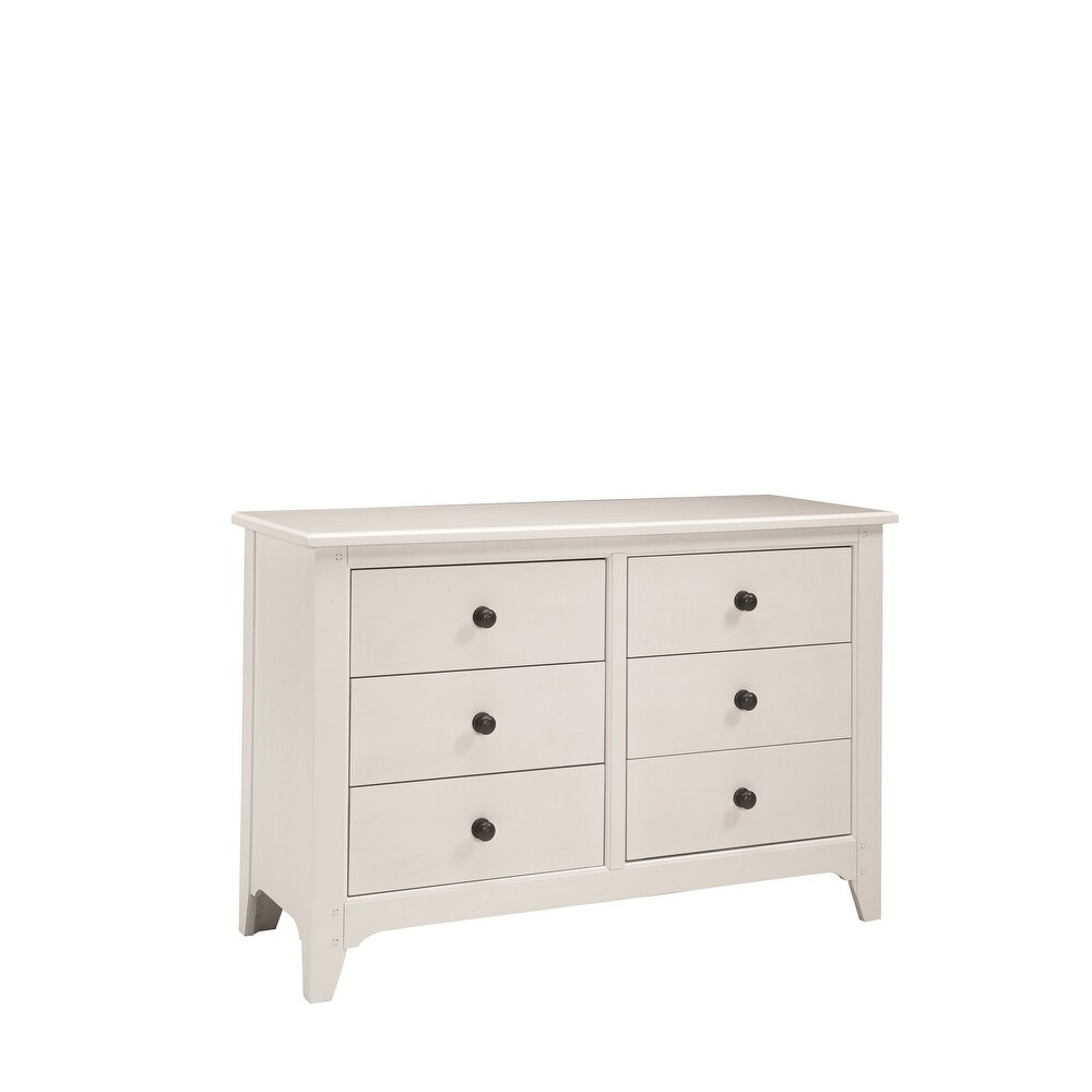 Taylor 6 Drawer Farmhouse Wood Dresser  Sea Shell White