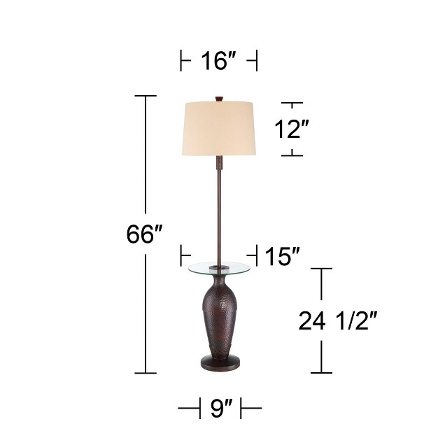 Tall Bronze Hammered Usb And Outlet Oatmeal Shade For Living Room Bedroom Office