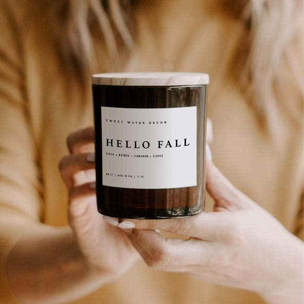 Sweet Water Decor Hello Fall 11oz Amber Jar Candle