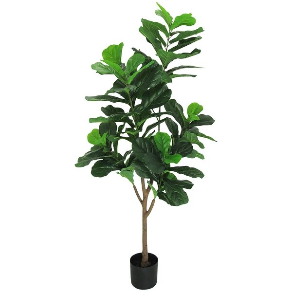 5.5ft Real Touch Artificial Fiddle Leaf Fig Tree Plant in Black Pot