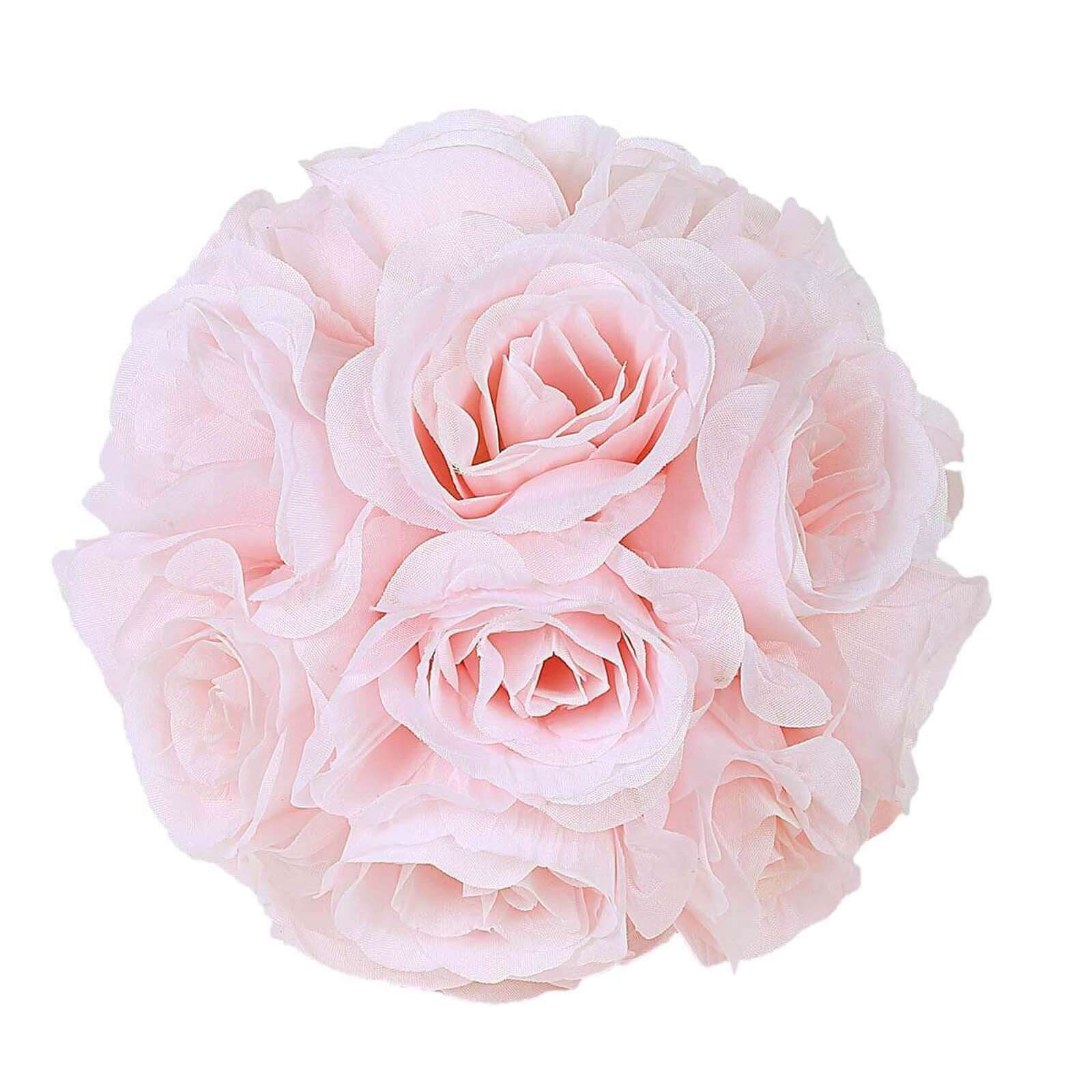 2 Pack Blush Artificial Silk Rose Kissing Ball, Flower Ball 7