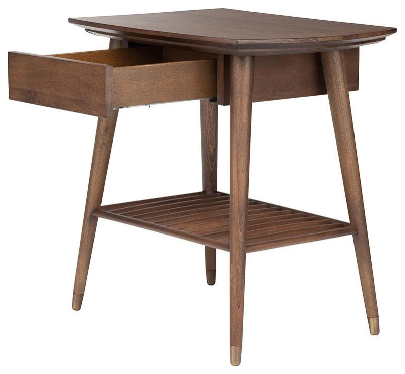 Flynn Walnut Side Table   Midcentury   Side Tables And End Tables   by Rustic Home Furniture Deco  Houzz