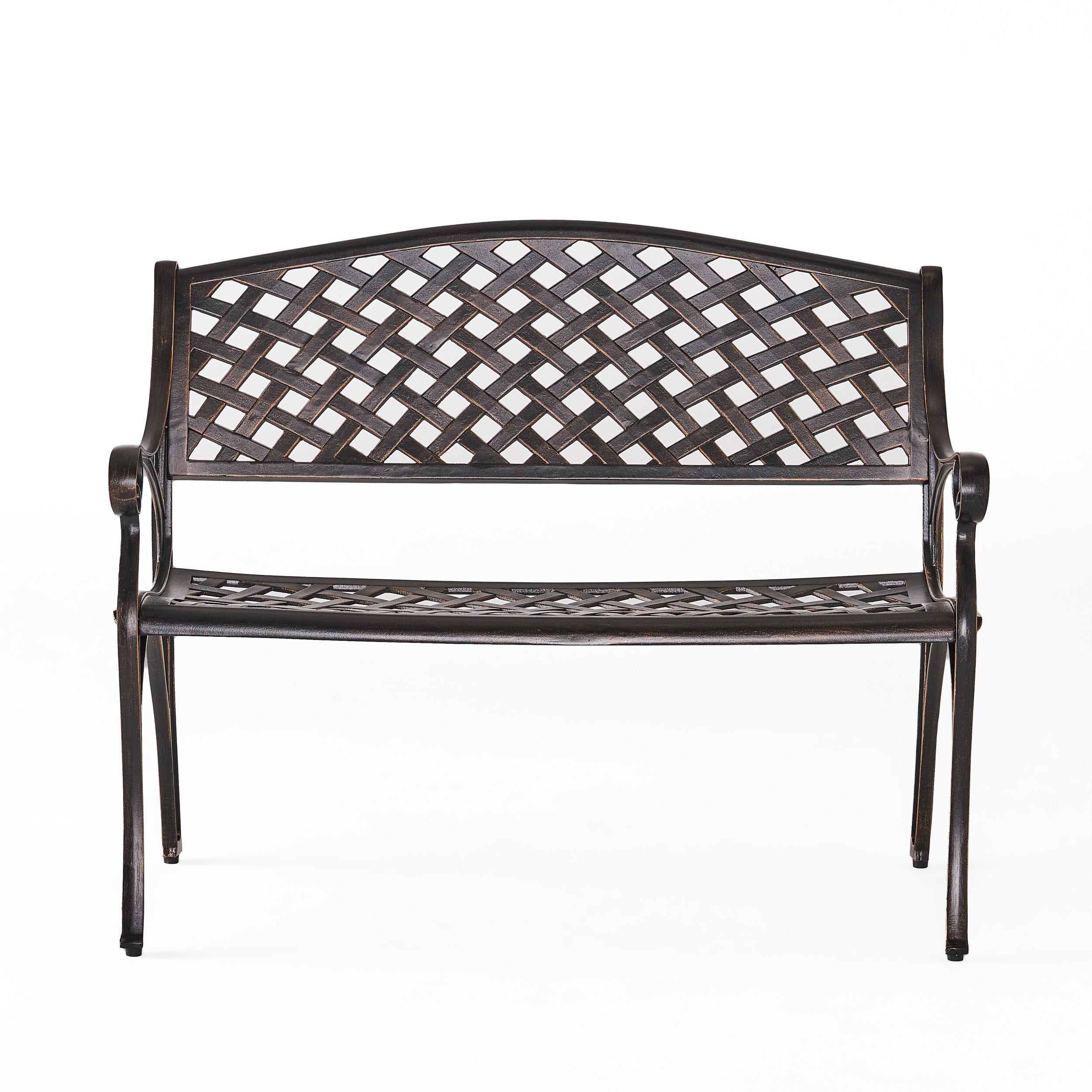 Eastwood Traditional Mesh Pattern Antique Copper Cast Aluminum Bench