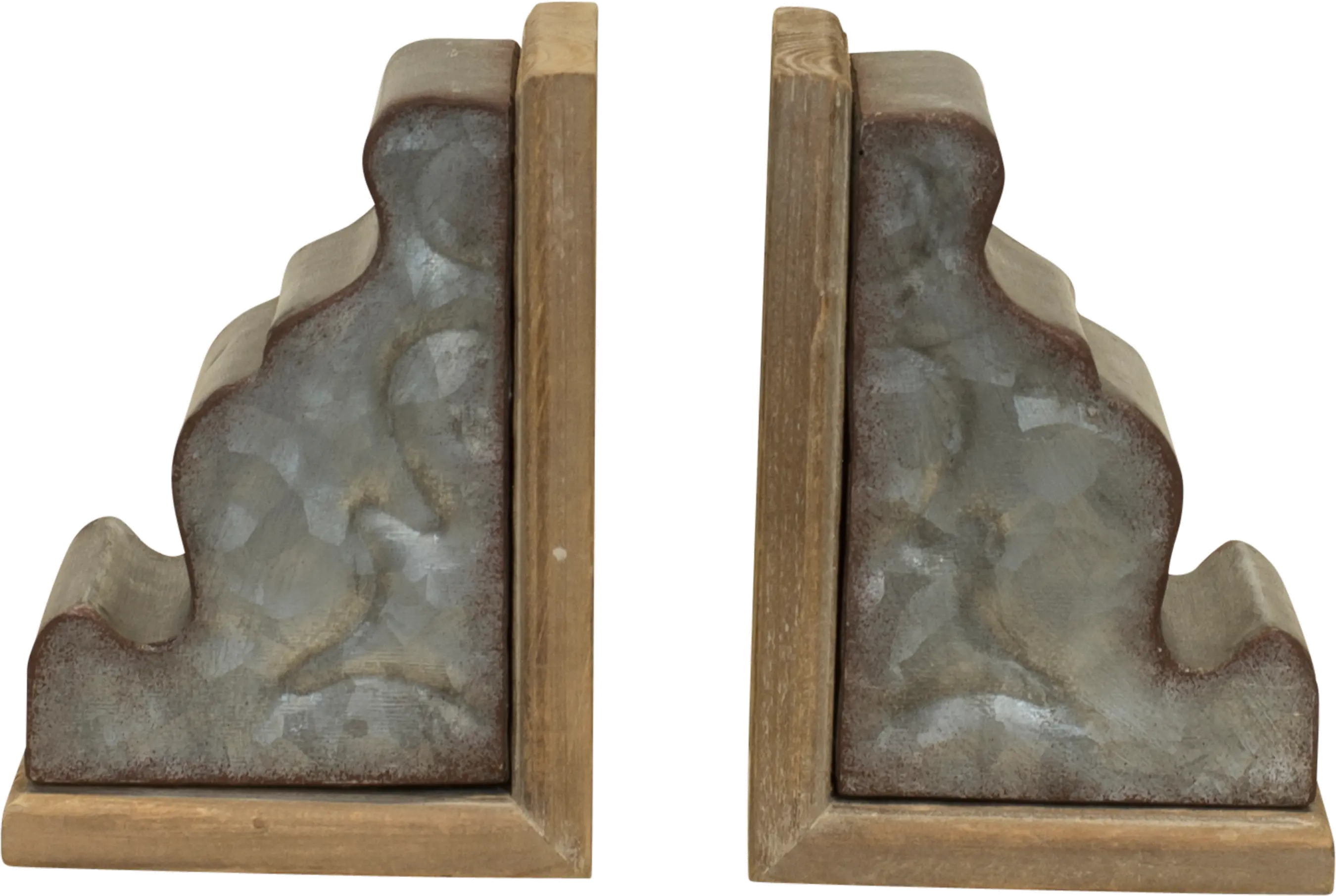 Two Tone Metal and Wood Corbel Bookend Pair