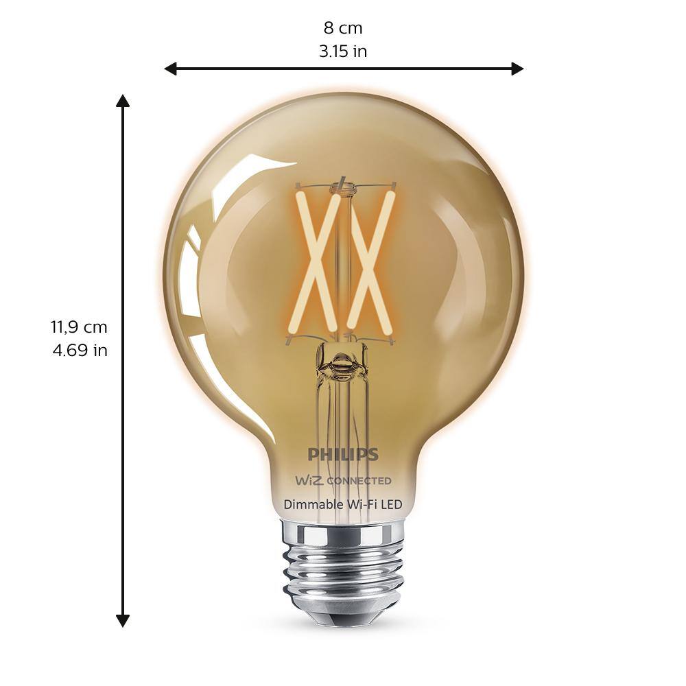 Philips 40-Watt Equivalent G25 LED Smart Wi-Fi Light Bulb Amber (2000K) powered by WiZ (1-Pack) 555540