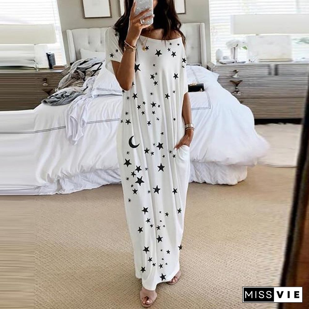 O-Neck Short Sleeve Loose Dress