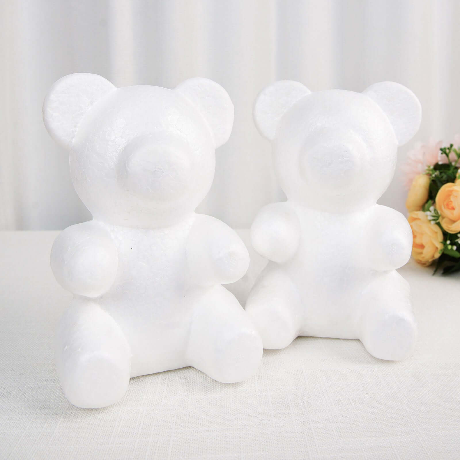 2 Pack DIY White 3D Modeling StyroFoam Bears, Polystyrene Craft Foam Animals 7