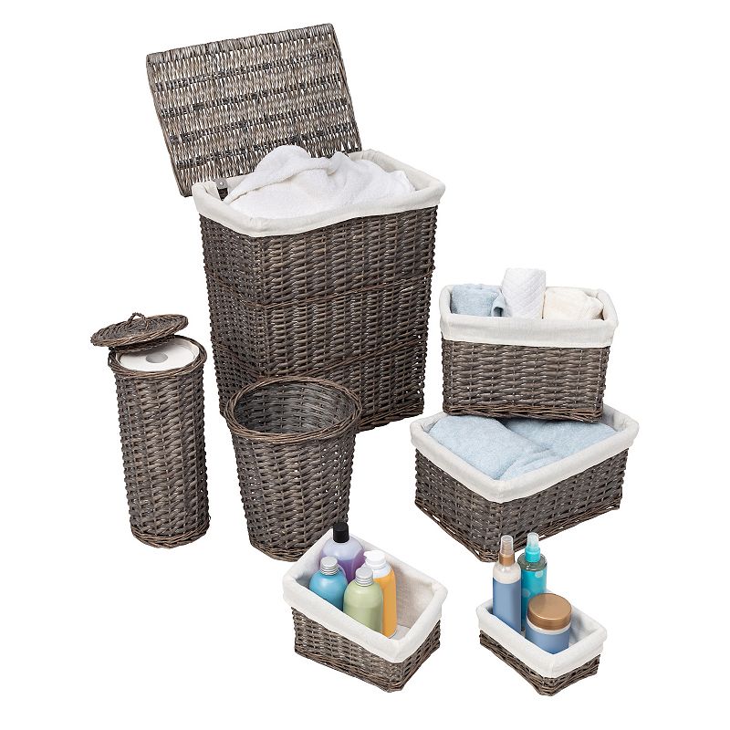 Honey-Can-Do 7-Piece Split Willow Woven Bathroom Storage Basket Set