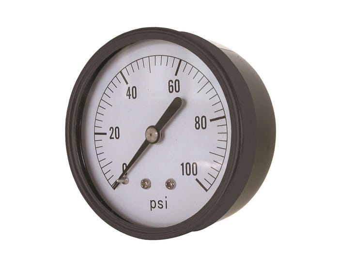 Valley Industries 2 Inch Dry Back Mount Pressure Gauge 100 PSI - CS-1224DAB100