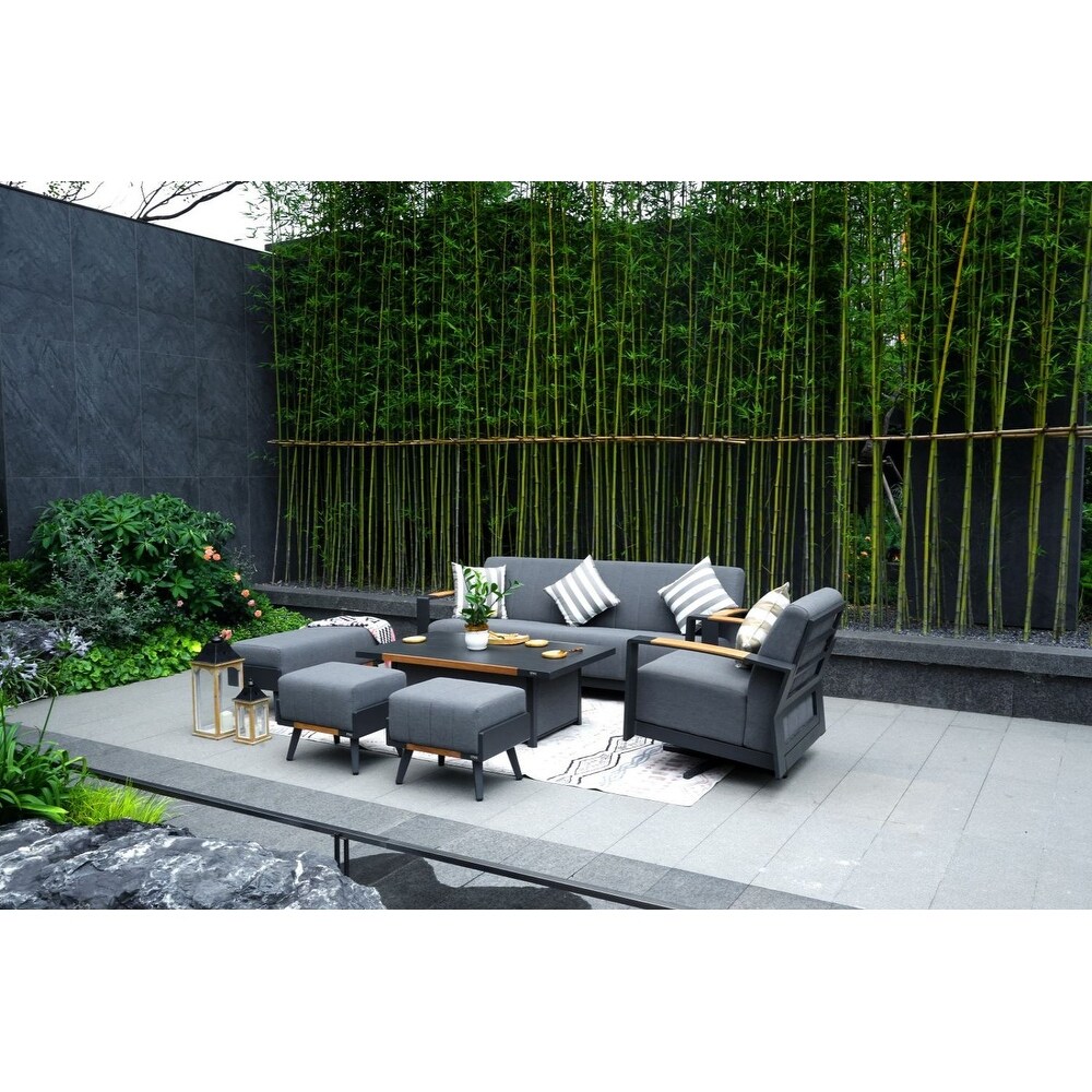 Outdoor Indoor Aluminum Patio Sofa with Coffee Table Collection  Grey(You can choose one set or a single piece)