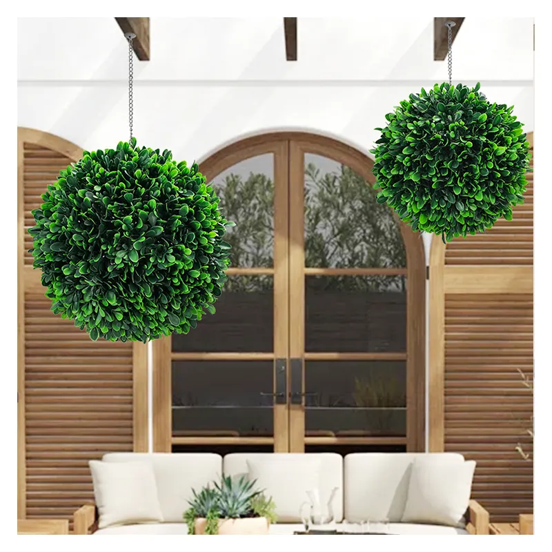 Q72 Garden Supplies Greenery Ball Grass Round Faux Ball Artificial Green Foliage Ball for Home Daily Party Decor