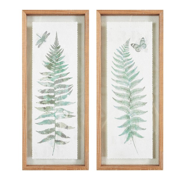 2pc Linden Fern Framed Wall Decor Art Set Natural Madison Park