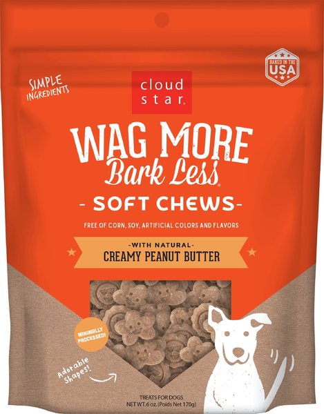 Cloud Star Wag More Bark Less Soft and Chewy with Creamy Peanut Butter Dog Treats