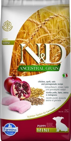 Farmina NandD Ancestral Grain Chicken and Pomegranate Recipe Mini Puppy Dry Dog Food