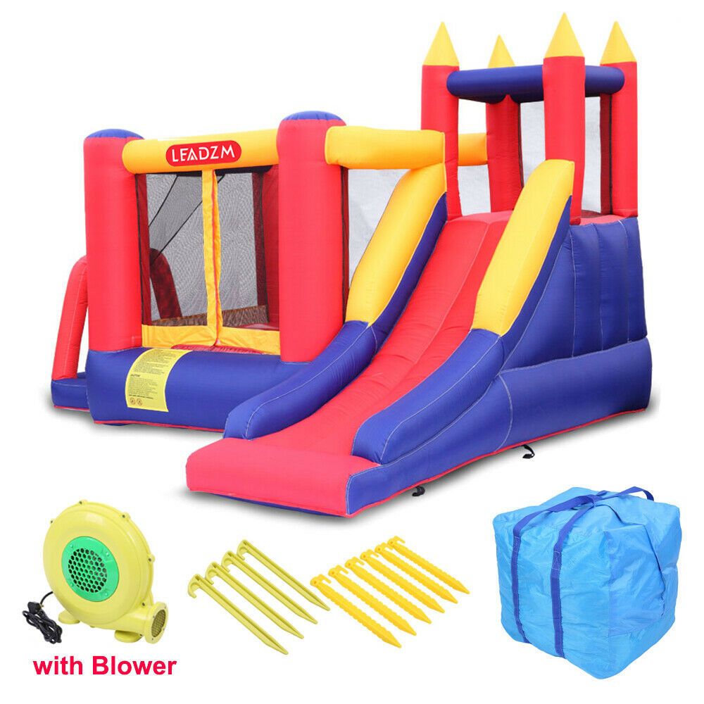 Children's outdoor bouncy castle, inflatable bounce house, 420D Oxford cloth + coating scraping surface (including fan)