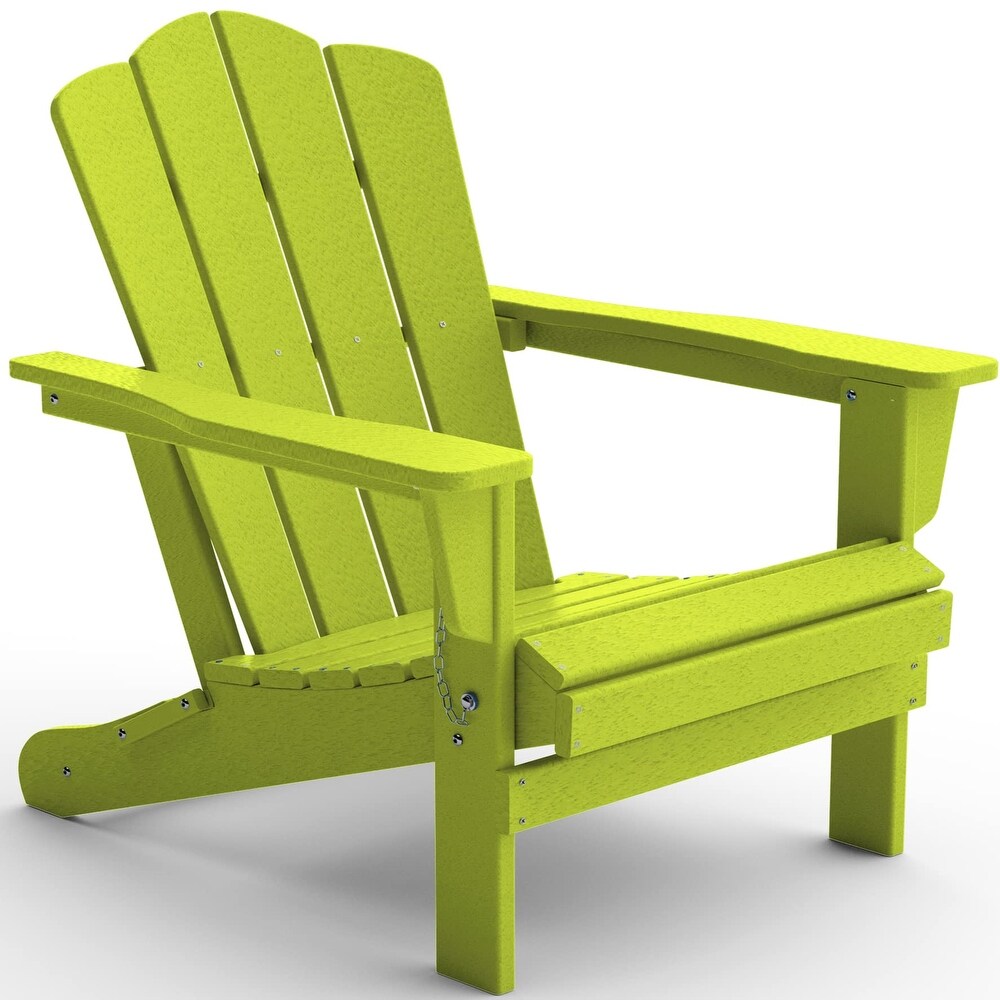 Plastic Folding Outdoor Patio Adirondack Chair With Slat Seat