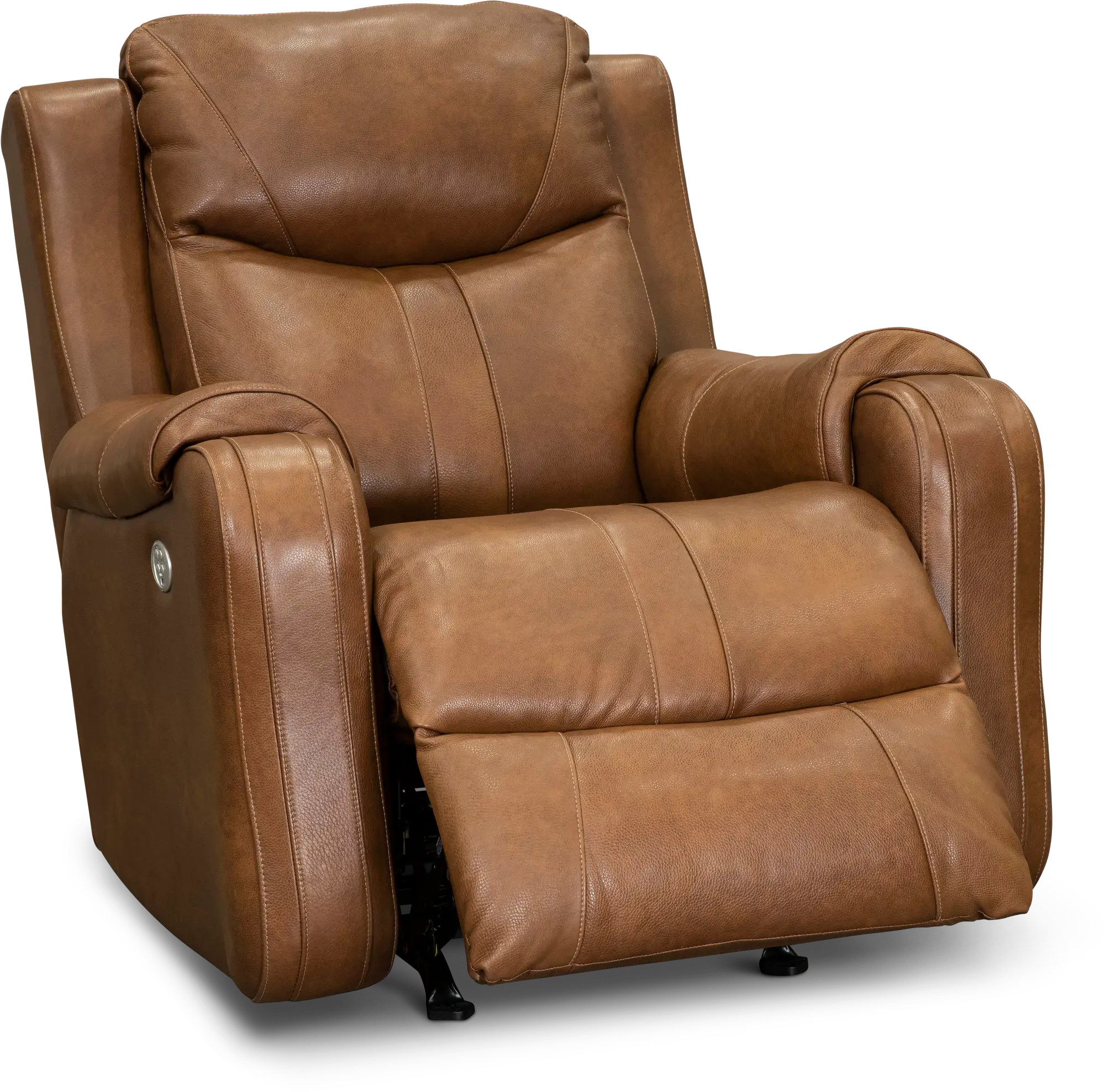 Marvel Amber Brown Leather-Match Power Rocker Recliner