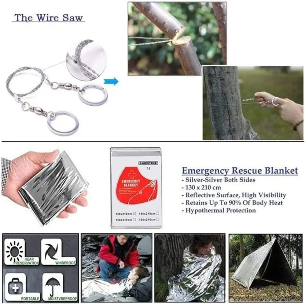 18 In 1 Adventure Survival Gear Kit Multifunctional Wildness Survival Emergency Kit Outdoor SOS Equipment Gear